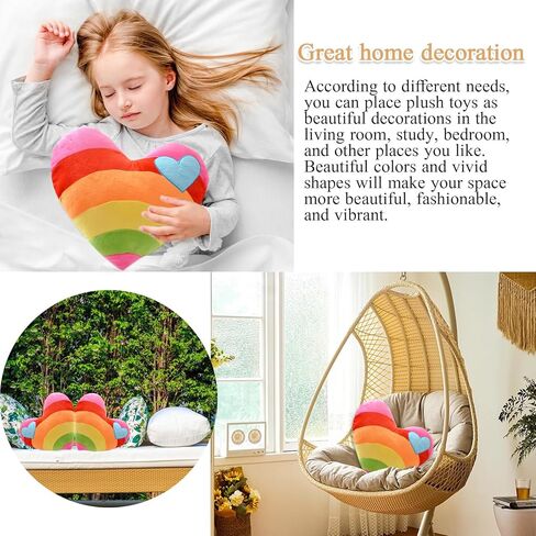 17.7"X13.8"Heart Pillow Stuffed Rainbow Heart Shaped Throw Pillow Plush Toy Gifts in Saudi Arabia