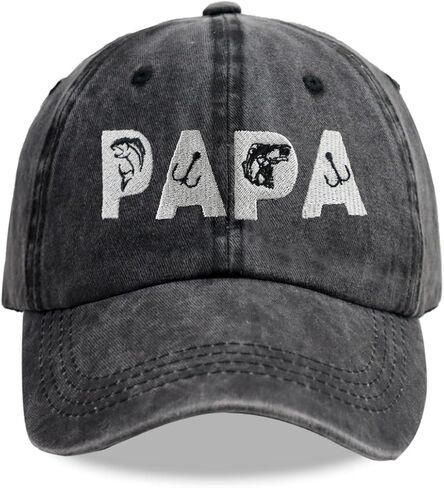 Papa Fishing Hats for Men, Father's Day Birthday Gifts, Adjustable Cotton Dad Embroidered Baseball Cap in Saudi Arabia