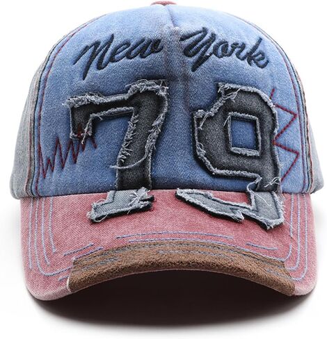 New York Hat 79 Patch Color-Block Baseball Cap Vintage Sun Hat in Kuwait
