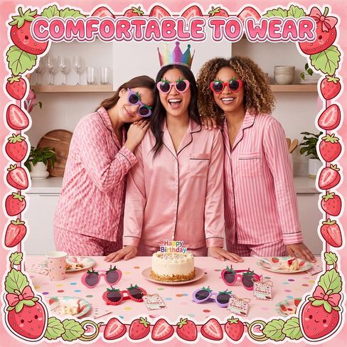 Tanlade 24 Sets Strawberry Party Favors Strawberry Sunglasses Bulk with Sweet Summer Cards Birthday Party Supplies Strawberry Theme Gifts Photo Props in Kuwait