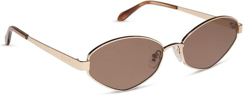 DIFF x Jojo Fletcher | Jordy Wire Oval Sunglasses for Women | UV400 Protection | Gold Horn Tortoise + Brown in Kuwait