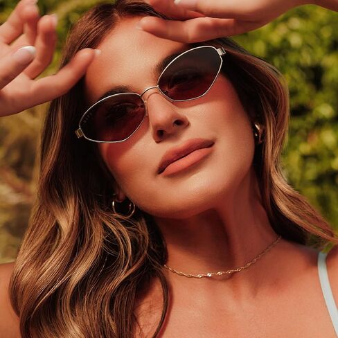 DIFF x Jojo Fletcher | Jordy Wire Oval Sunglasses for Women | UV400 Protection | Gold Horn Tortoise + Brown in Kuwait