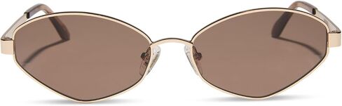 DIFF x Jojo Fletcher | Jordy Wire Oval Sunglasses for Women | UV400 Protection | Gold Horn Tortoise + Brown in Kuwait
