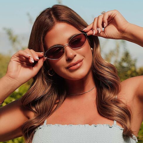 DIFF x Jojo Fletcher | Jordy Wire Oval Sunglasses for Women | UV400 Protection | Gold Horn Tortoise + Brown in Kuwait