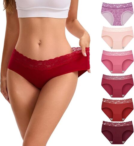 INNERSY Cotton Underwear for Women Hipster Lace Panties Ladies Briefs 6 Pack in Kuwait
