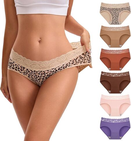 INNERSY Cotton Underwear for Women Hipster Lace Panties Ladies Briefs 6 Pack in Kuwait