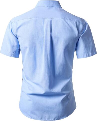 LucMatton Men's Lightweight Oxford Short Sleeve Shirt | Button Down Collar, Business Casual, Breathable, Back Pleat, Slim Fit Dress Shirt, Chest Pocket, Daily Wear, Formal, Office in Saudi Arabia