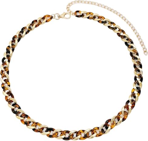 Brown Leopard Waist Chain, Bohemia Tortoiseshell Acrylic Link Chain Belts for Women Music Festival Beach Party in Saudi Arabia
