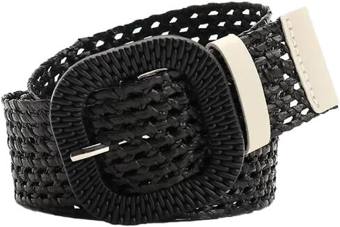 Women's Wide Rattan Woven Belt, Braided Straw Waist Belt, Boho Style for Dresses and Jeans in Kuwait