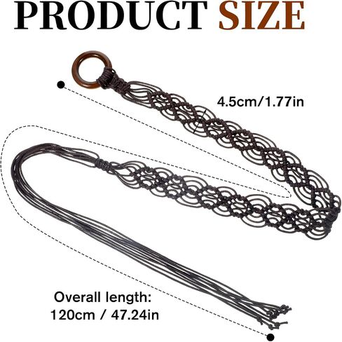 حزام بوهو المنسوج، حزام خصر نسائي من Bohe Rope جديلة، أحزمة خصر طويلة بشرابة، أحزمة حبل عصر النهضة لفستان إكسسوارات غربية هدية للسيدات لمحبي الأصدقاء in Kuwait