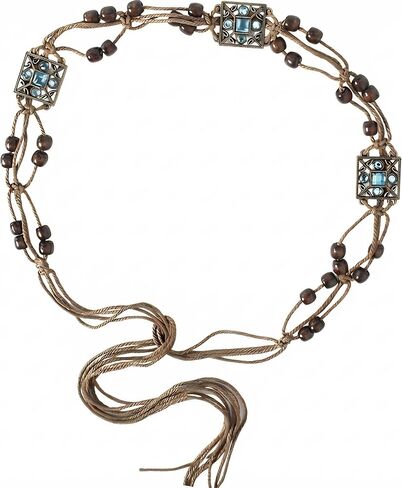Boho Braided Belt for Women, Vintage Wooden Beaded Belts Body Chain, Renaissance & Western Cowgirl Adjustable Woven Cord Rope Belt for Dress in Saudi Arabia