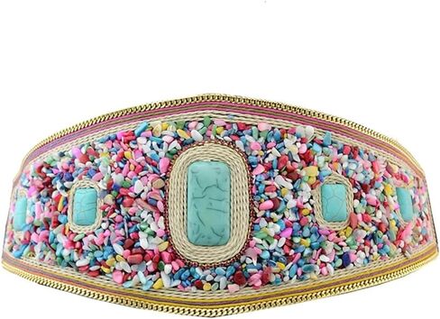 idealway Bohemian Women Belts Handmade Beads Ethnic Statement Wide Elastic Body Belt for Girls Women Dresses in Saudi Arabia