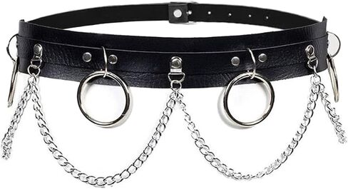 Women Punk Black Leather Waist Belt Layered Belly Chains Nightclub Rave Party Body Jewelry Accessories in Saudi Arabia