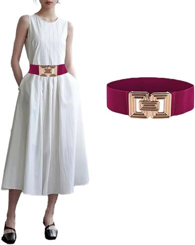 حزام مطاطي نسائي قابل للتعديل من COTIM COYIN مع إبزيم ذهبي لفساتين البنطلونات الجينز in Kuwait
