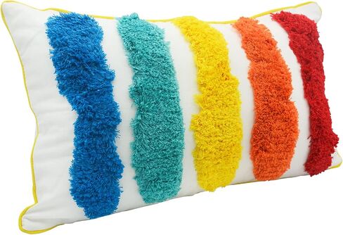 LIGICKY Rainbow Pillow Covers Cute Colorful Pillows Boho Tufted Throw Pillows Accent Rectangle Pillow Home Decorative Cushion Case for Girls Room Decor Kids Playroom Bed Sofa Couch 12x20 Inch in Kuwait