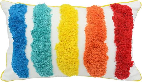 LIGICKY Rainbow Pillow Covers Cute Colorful Pillows Boho Tufted Throw Pillows Accent Rectangle Pillow Home Decorative Cushion Case for Girls Room Decor Kids Playroom Bed Sofa Couch 12x20 Inch in Kuwait