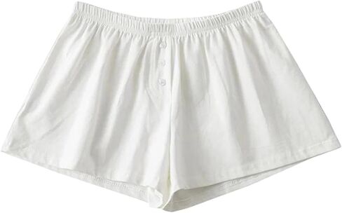 Women’S Simple Solid Summer Cotton Casual Elastic Waist Vintage Short Drawstring Waist Button Front Lounge Shorts in Saudi Arabia