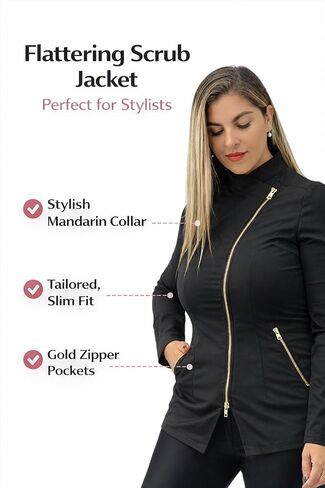 Women’s Black Top – Bleach-Resistant Fabric, Long Sleeve Tunic with Gold Zipper in Saudi Arabia