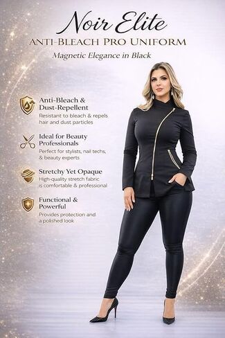 Women’s Black Top – Bleach-Resistant Fabric, Long Sleeve Tunic with Gold Zipper in Saudi Arabia