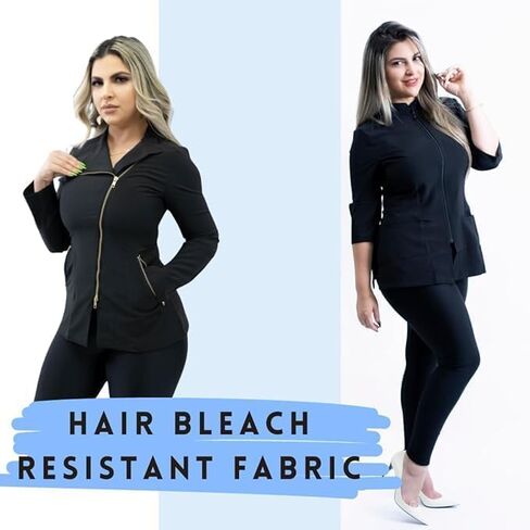Women’s Black Top – Bleach-Resistant Fabric, Long Sleeve Tunic with Gold Zipper in Saudi Arabia