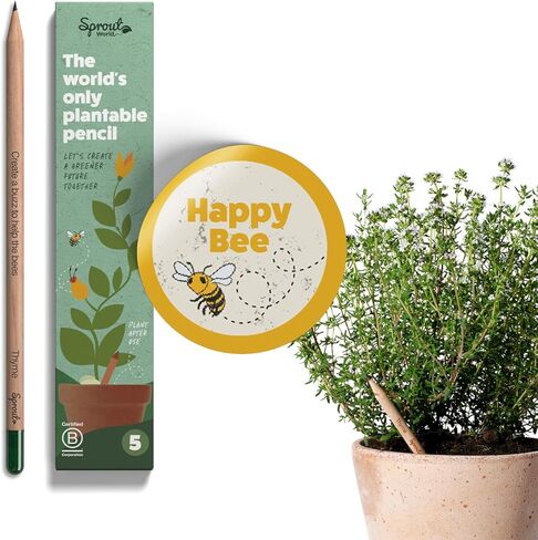 أقلام رصاص بعلبة خشبية من SproutWorld | طبعة المعلم | أقلام رصاص خشبية قابلة للزراعة من الجرافيت مشحذ مسبقًا من HB مع بذور الزهور والأعشاب والخضروات | هدية للمعلمين والأطفال المبدعين والطلاب | 32 عبوة in Kuwait