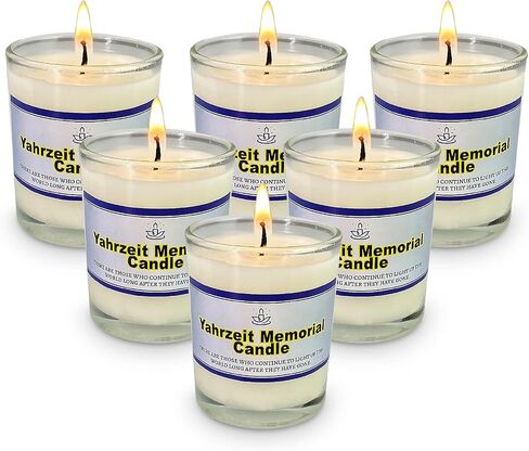 24 Hour Glass Yahrzeit Memorial Candles (6 Pack) – 1 Day Burn Time, Ner Neshama in Glass Tumbler for Yizkor & Yom Kippur Holidays in Saudi Arabia