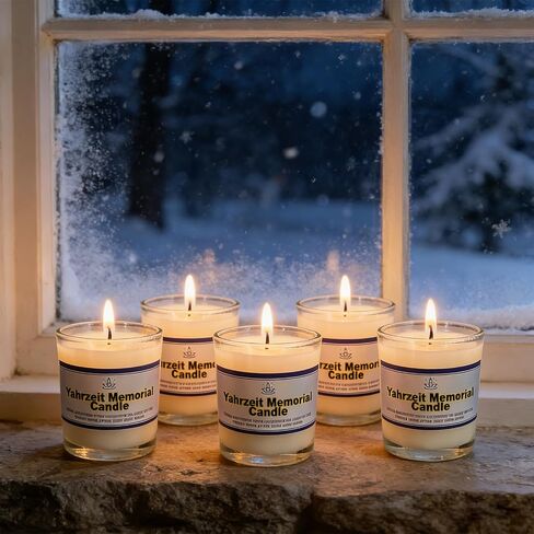 24 Hour Glass Yahrzeit Memorial Candles (6 Pack) – 1 Day Burn Time, Ner Neshama in Glass Tumbler for Yizkor & Yom Kippur Holidays in Saudi Arabia