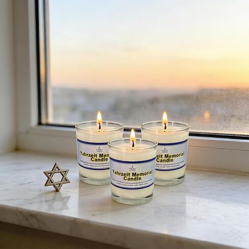 24 Hour Glass Yahrzeit Memorial Candles (6 Pack) – 1 Day Burn Time, Ner Neshama in Glass Tumbler for Yizkor & Yom Kippur Holidays in Saudi Arabia