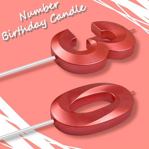Red Birthday Candles 3D Design Number 30 Candle Cake Topper for Boy Girl Wedding Anniversary Birthday Party Cake Decorations Supplies in Saudi Arabia