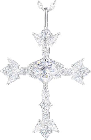 Moissanite Cross Necklace for Women,1CT Moissanite Necklace 925 Sterling Silver Necklaces,Christian Gifts for Women,Religious Anniversary Birthday Gifts for Women in Kuwait