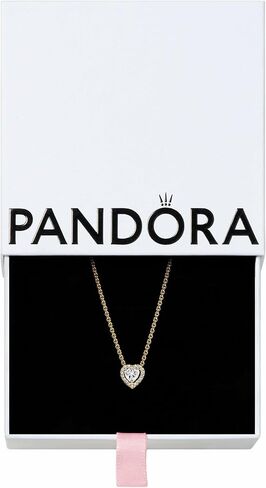 قلادة PANDORA Timeless Sparkling Heart Collier - قلادة مطلية بالذهب عيار 14 قيراط مع زركونيا مكعب - مجوهرات للنساء - تتضمن صندوق هدايا - 17.7 بوصة in Kuwait