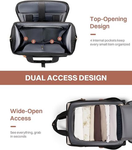 AUROTIER Rolling Puffer Backpack for Women, Travel Backpack with Wheels, 16 Inch Wheeled Laptop Backpack, Dual-Opening Design Overnight College Underseat Carry on Luggage, Roller Business Work Bag in Saudi Arabia