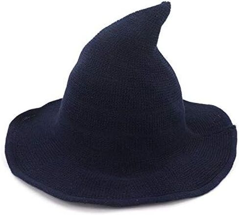Sheface Men's and Women's Halloween Costume Witch Hat Wool Wide Brim Spire Knitted Cap for Party Cosplay Costume Accessory in Saudi Arabia