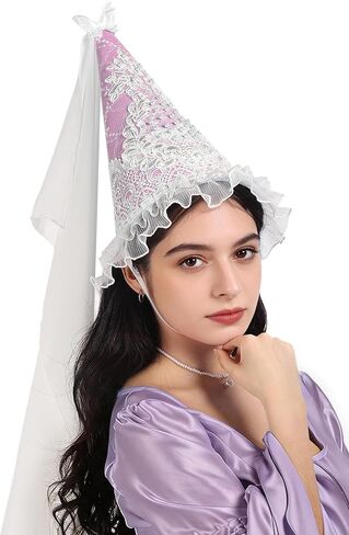 Medieval Princess Cone Hat with Veil Renaissance Hennin Headdress Halloween LARP Costume Accessories for Women in Saudi Arabia