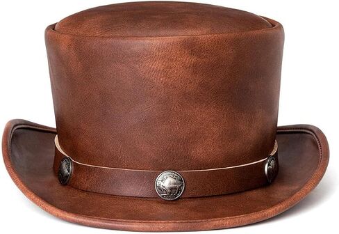 Punk Leather Top Hat for Men and Women Halloween Costume Magician Hat Cowboy Hat in Kuwait