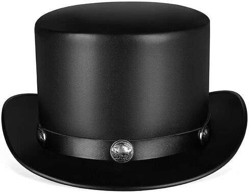 Punk Leather Top Hat for Men and Women Halloween Costume Magician Hat Cowboy Hat in Saudi Arabia