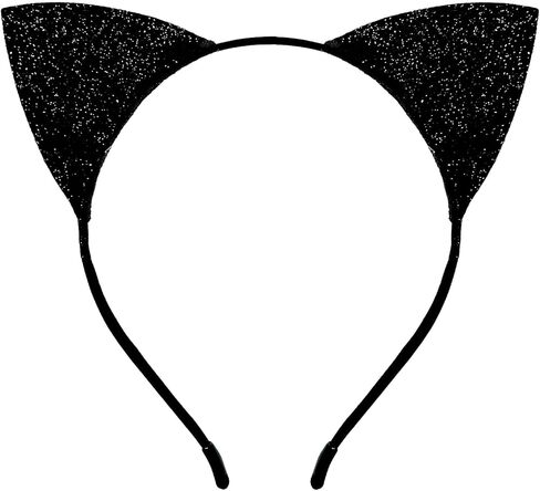 Black Cat Ears Headband – Glittery Feline Costume Accessory for Halloween, Cat-Themed Parties, School Plays, and Dress-Up Events in Saudi Arabia