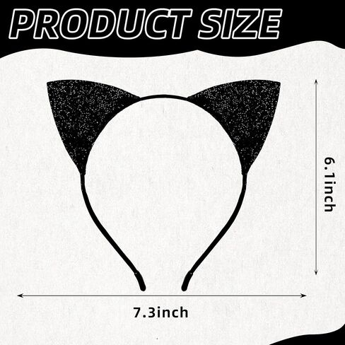 Black Cat Ears Headband – Glittery Feline Costume Accessory for Halloween, Cat-Themed Parties, School Plays, and Dress-Up Events in Saudi Arabia