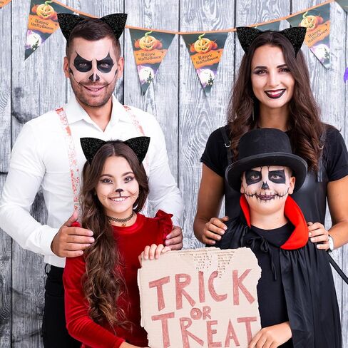 Black Cat Ears Headband – Glittery Feline Costume Accessory for Halloween, Cat-Themed Parties, School Plays, and Dress-Up Events in Saudi Arabia