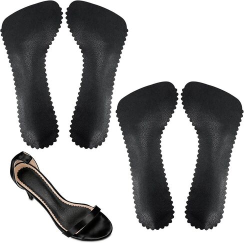 BlingKingdom 2 Pairs High Heel Cushion Inserts for Women, Self-Adhesive Comfortable Support Heel Pads, 3/4 Invisible Insoles Non-Slip Supportive Inserts for Open Toed Sandal Flat (Black) in Kuwait