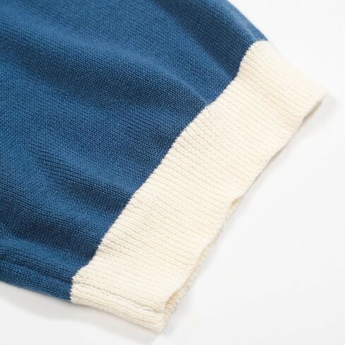 OXKNIT Men's Retro Blue Knitted T-Shirt Short Sleeve, Mod Style Cat Pattern Crewneck Cotton Tops in Saudi Arabia
