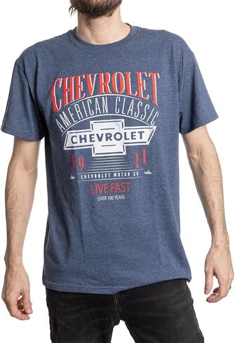 تي شيرت شيفروليه الرجالي - تي شيرت برسومات كلاسيكية من Chevy American مرخص رسميًا - قميص بأكمام قصيرة بتصميم كلاسيكي in Kuwait