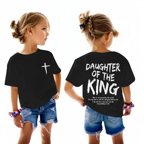 Christian Faith Jesus Shirts for Girls Daughter of the King Shirt Religious Cross Graphic Tees Bible Verse Cute Tops in Saudi Arabia