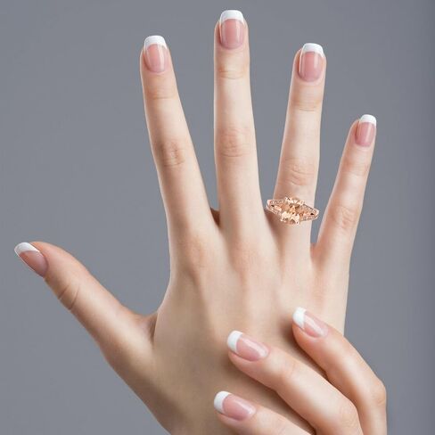 Natural Large Oval Morganite and Diamond Birthstone Gemstone Vintage Design Engagement Ring, Rose Gold Finish Sterling Silver in Saudi Arabia
