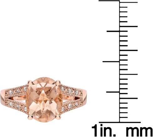 Natural Large Oval Morganite and Diamond Birthstone Gemstone Vintage Design Engagement Ring, Rose Gold Finish Sterling Silver in Saudi Arabia
