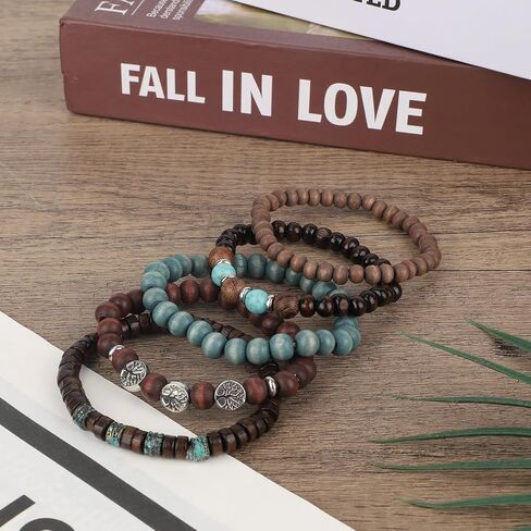 Mikovivi Bohemian Earrings and Bracelet Set for Women, Vintage Natural Stone Flower Dangle Earrings with Beaded Bracelets Jewelry Gift in Kuwait