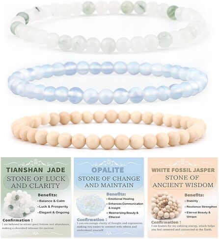 2/3-Pieces 4mm 6mm 8mm Natural Crystal Gemstone – Handmade Reiki Energy Healing Stretch Bracelets Jewelry for Yoga, Meditation, Unisex in Saudi Arabia