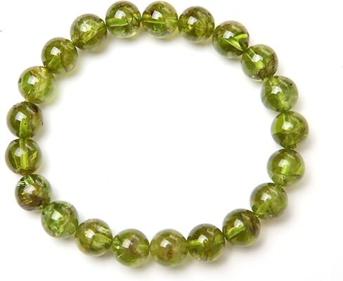Eeghurt Genuine Natural Olivine Peridot Gemstone Stretch Round Crystal Bead Bracelet 6mm in Saudi Arabia