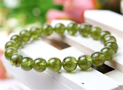 Eeghurt Genuine Natural Olivine Peridot Gemstone Stretch Round Crystal Bead Bracelet 6mm in Saudi Arabia
