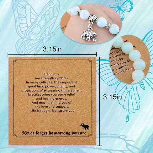 OEHEDOU Elephant Gifts For Women Inspirational Gifts For Female Uplifting Gift Get Well Soon Gift Encouragement Items For Women Natural Stone Bracelet For Mom Daughter Friends Sister Green in Kuwait